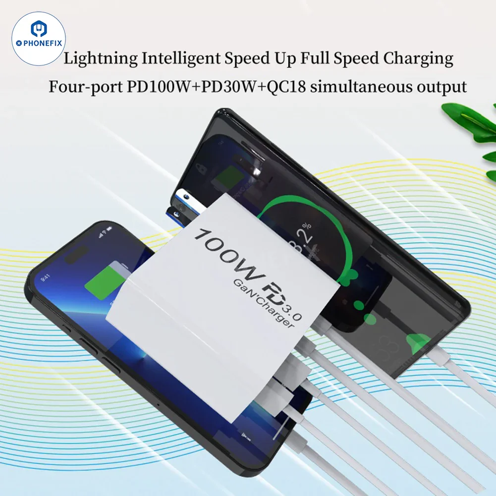 GaN PD-100W Charger with Convertible Plug for Laptops and Mobile Phone - Image 7