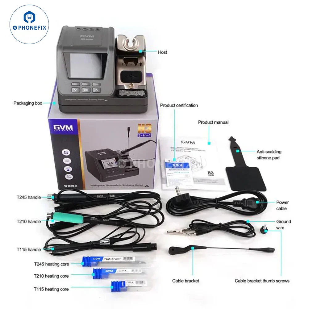 GVM H3 3 IN 1 Smart Soldering Station With T210 T115 T245 Handles - Image 10