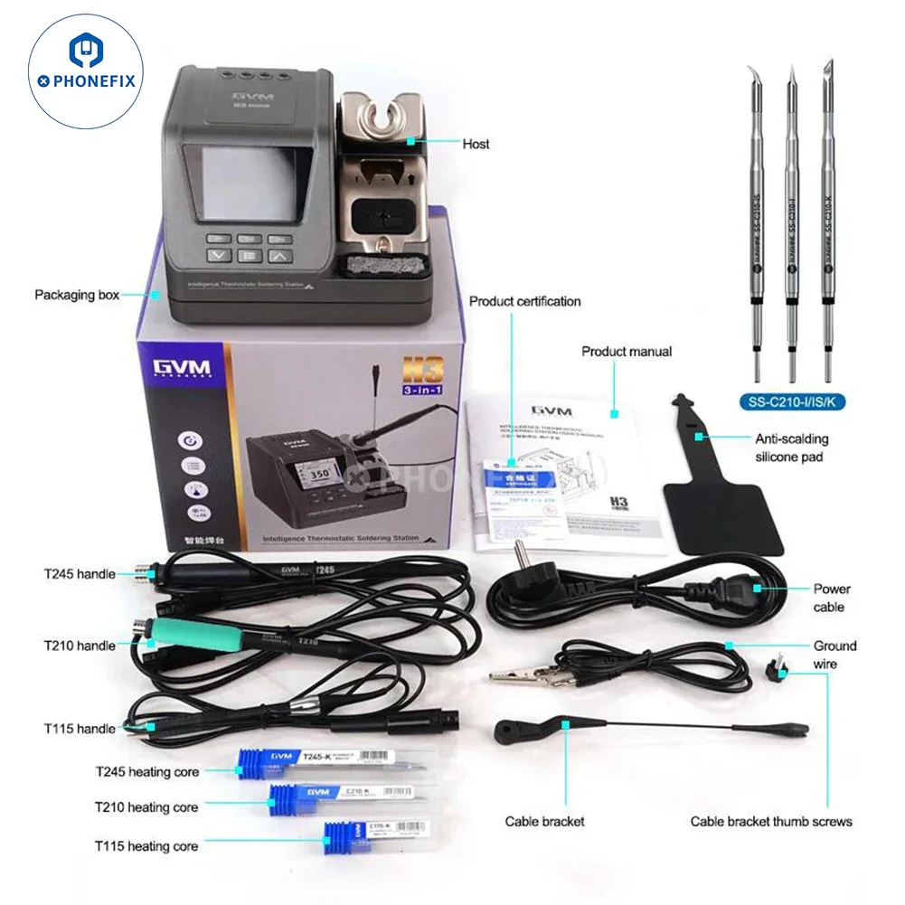 GVM H3 3 IN 1 Smart Soldering Station With T210 T115 T245 Handles - Image 12