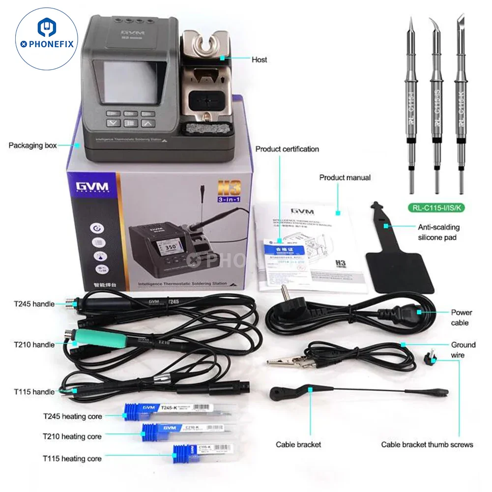 GVM H3 3 IN 1 Smart Soldering Station With T210 T115 T245 Handles - Image 13