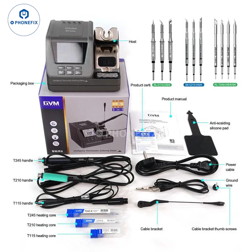 GVM H3 3 IN 1 Smart Soldering Station With T210 T115 T245 Handles - Image 14