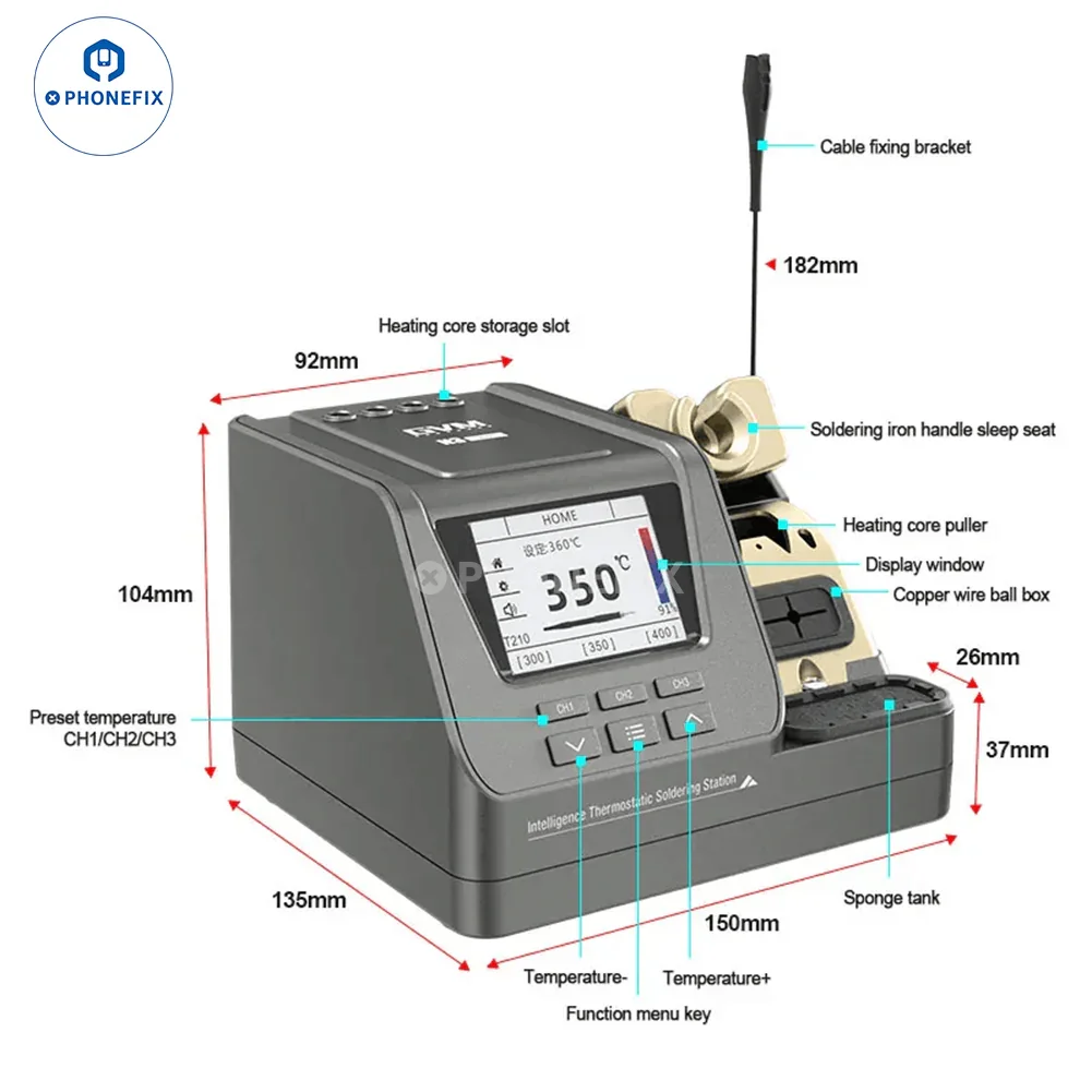 GVM H3 3 IN 1 Smart Soldering Station With T210 T115 T245 Handles - Image 6