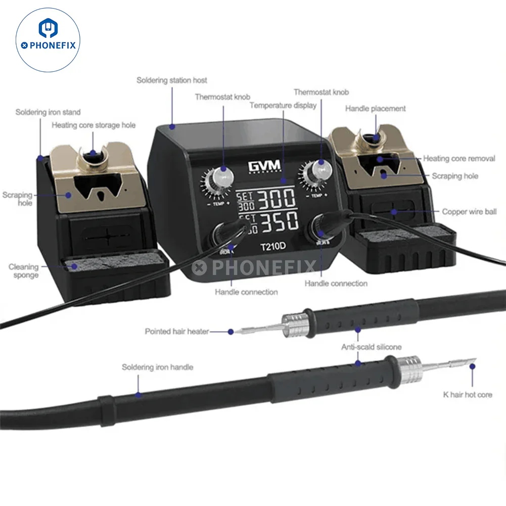 GVM T210D Intelligent Double Soldering Station PCB Welding Repair - Image 10