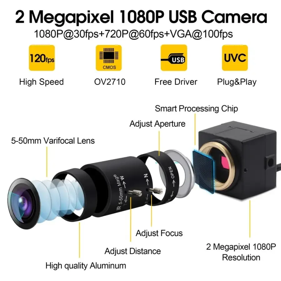 HD 1080P 100fps Industrial Usb Camera CMOS High Speed Webcam OV2710 - Image 7