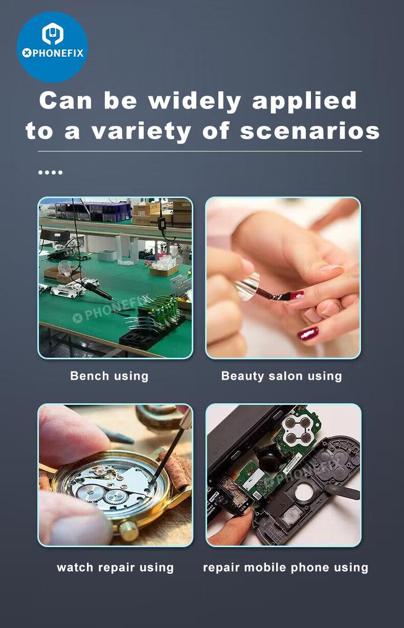 HD 30X Magnifying Glass With USB 3 Color Light Metal Clip Stand - Image 11