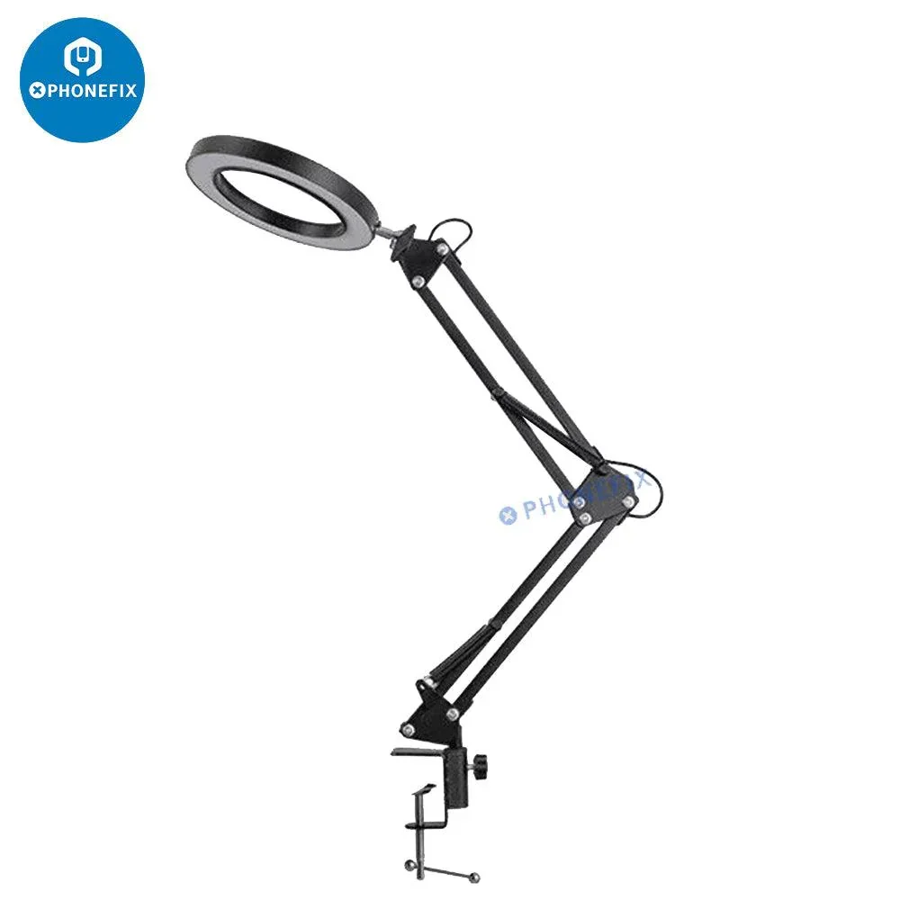HD 30X Magnifying Glass With USB 3 Color Light Metal Clip Stand - Image 2