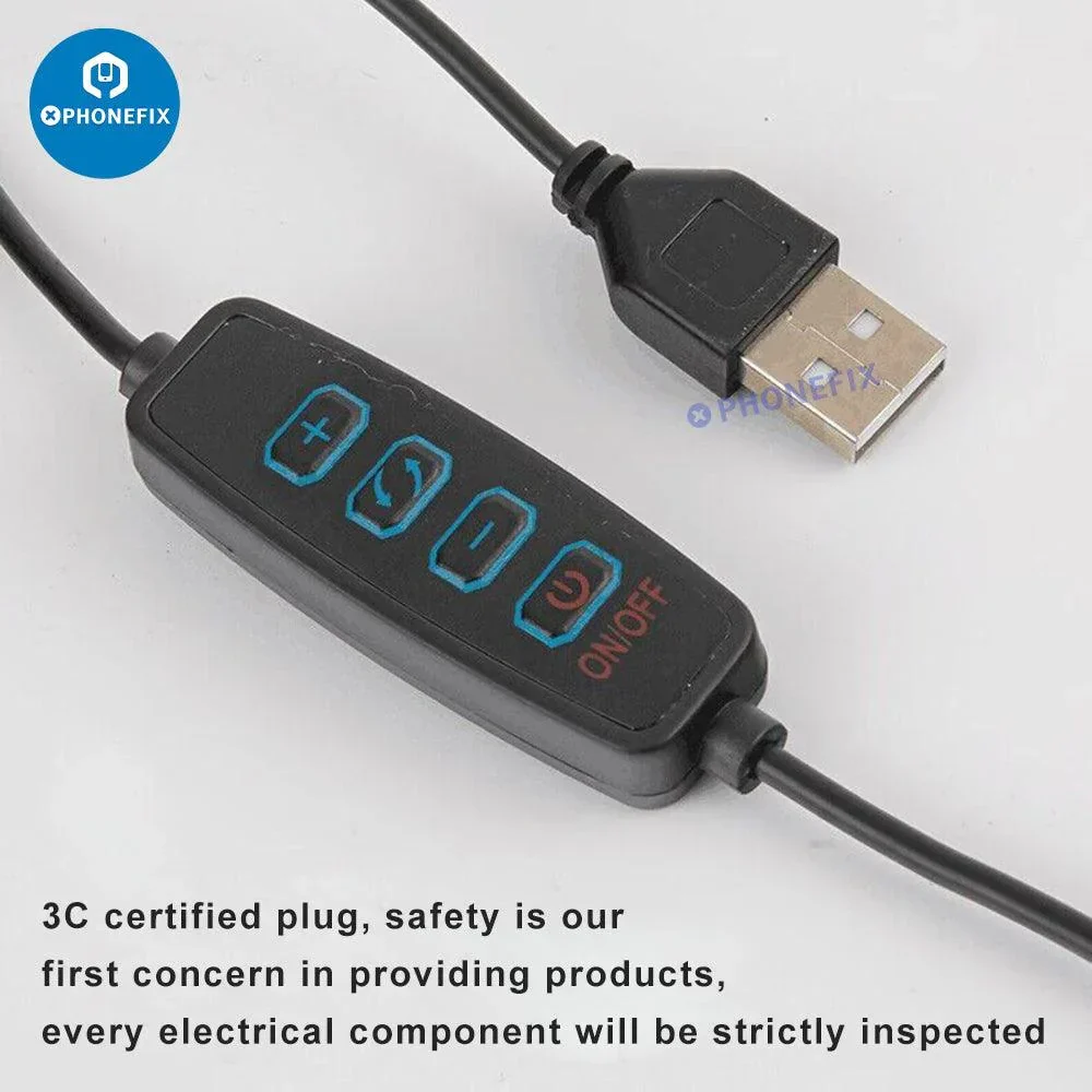 HD 30X Magnifying Glass With USB 3 Color Light Metal Clip Stand - Image 5