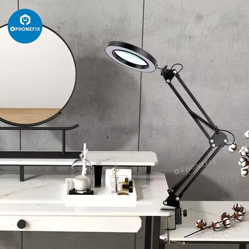 HD 30X Magnifying Glass With USB 3 Color Light Metal Clip Stand - Image 6