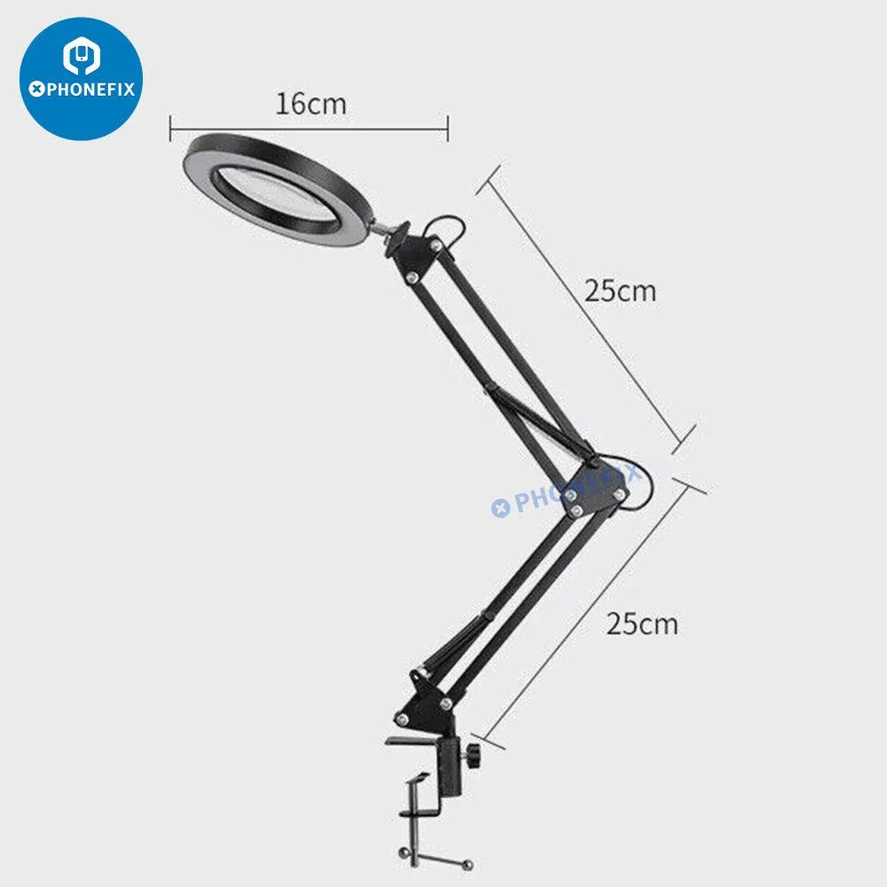 HD 30X Magnifying Glass With USB 3 Color Light Metal Clip Stand - Image 7