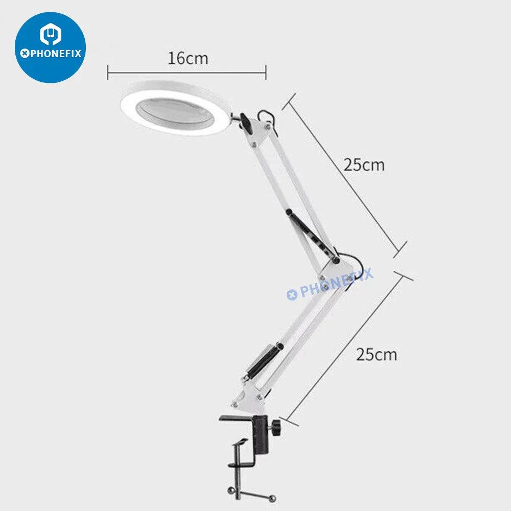HD 30X Magnifying Glass With USB 3 Color Light Metal Clip Stand - Image 8