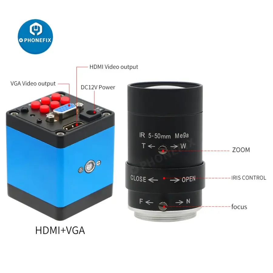 HDMI VGA Camera 5.0-50mm F1.6 Lens Industry Live Digital Webcam - Image 5