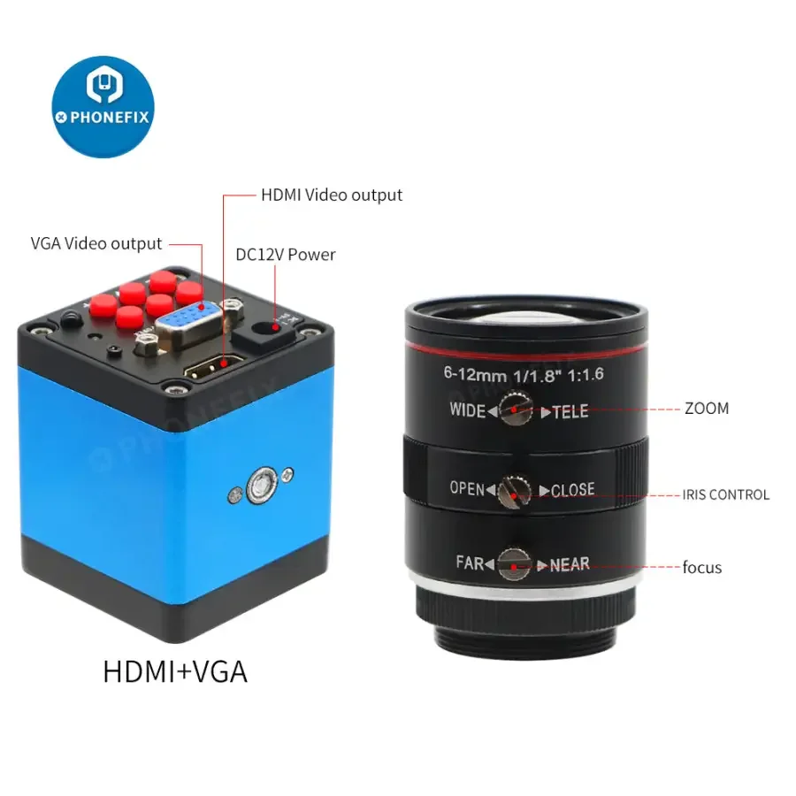 HDMI VGA Camera 6-12mm F1.6 Lens Live Industry Digital Camera - Image 5