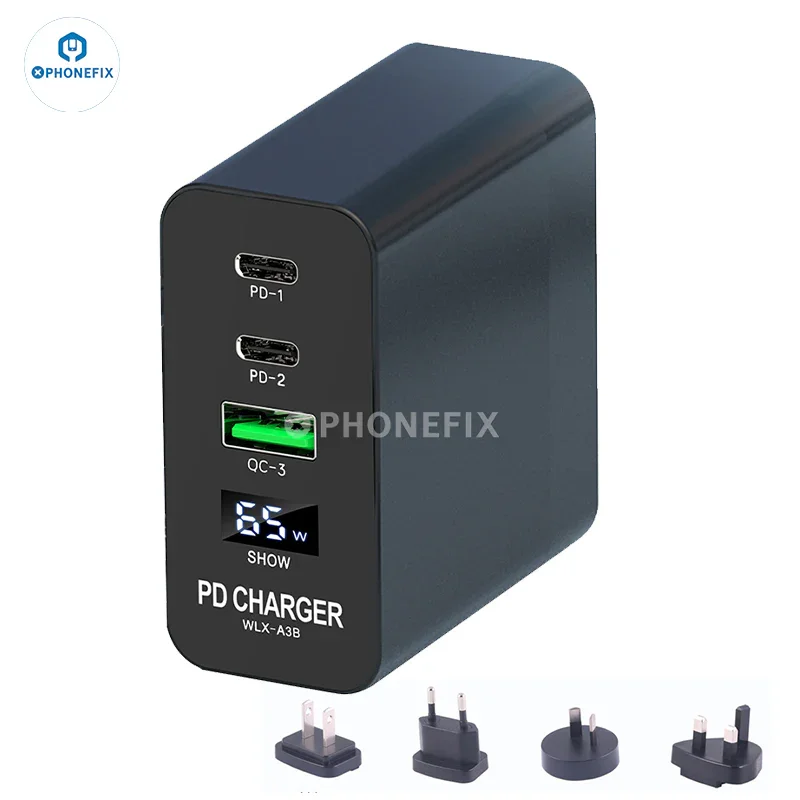 i-Helper 65W Multi-Port PD Fast Charger With LED Digital Display - Image 2
