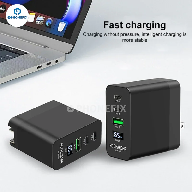 i-Helper 65W Multi-Port PD Fast Charger With LED Digital Display - Image 4