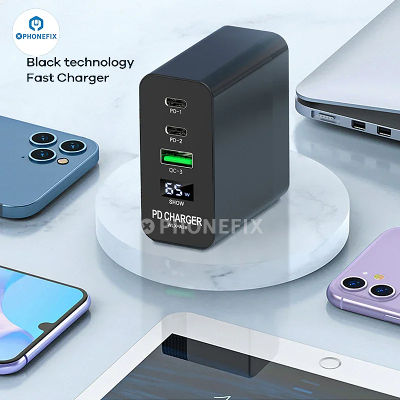 i-Helper 65W Multi-Port PD Fast Charger With LED Digital Display - Image 5