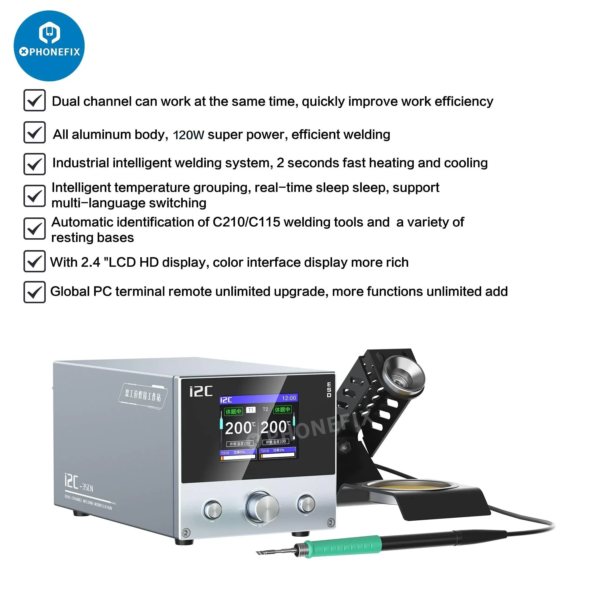 i2C 3SCN Dual Welding Station With C210 C115 Handles PCB Repair Tool - Image 8