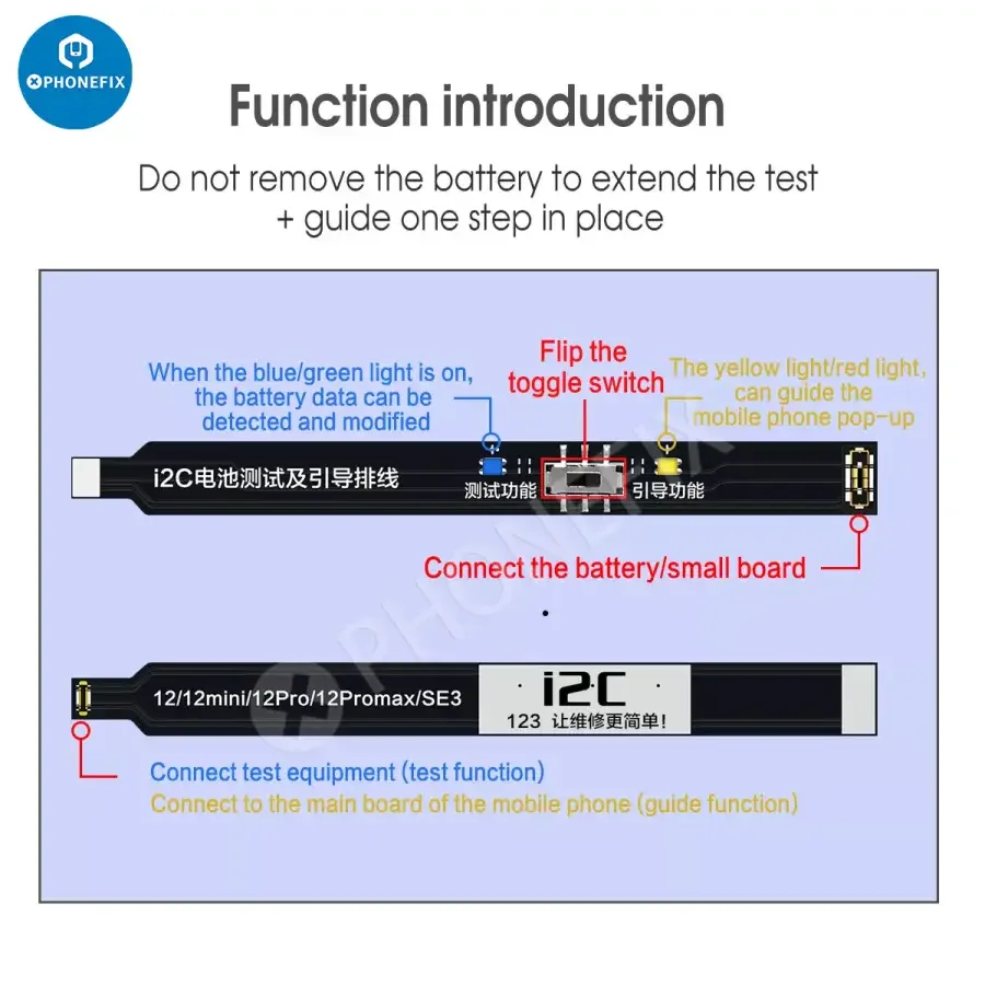 I2C Battery Test Guide Cable For iPhone 5SE-13 Pro Max - Image 10
