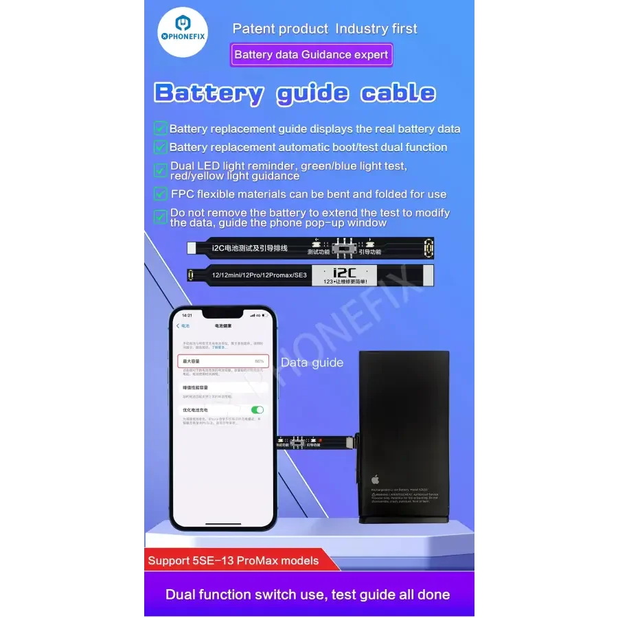 I2C Battery Test Guide Cable For iPhone 5SE-13 Pro Max - Image 11