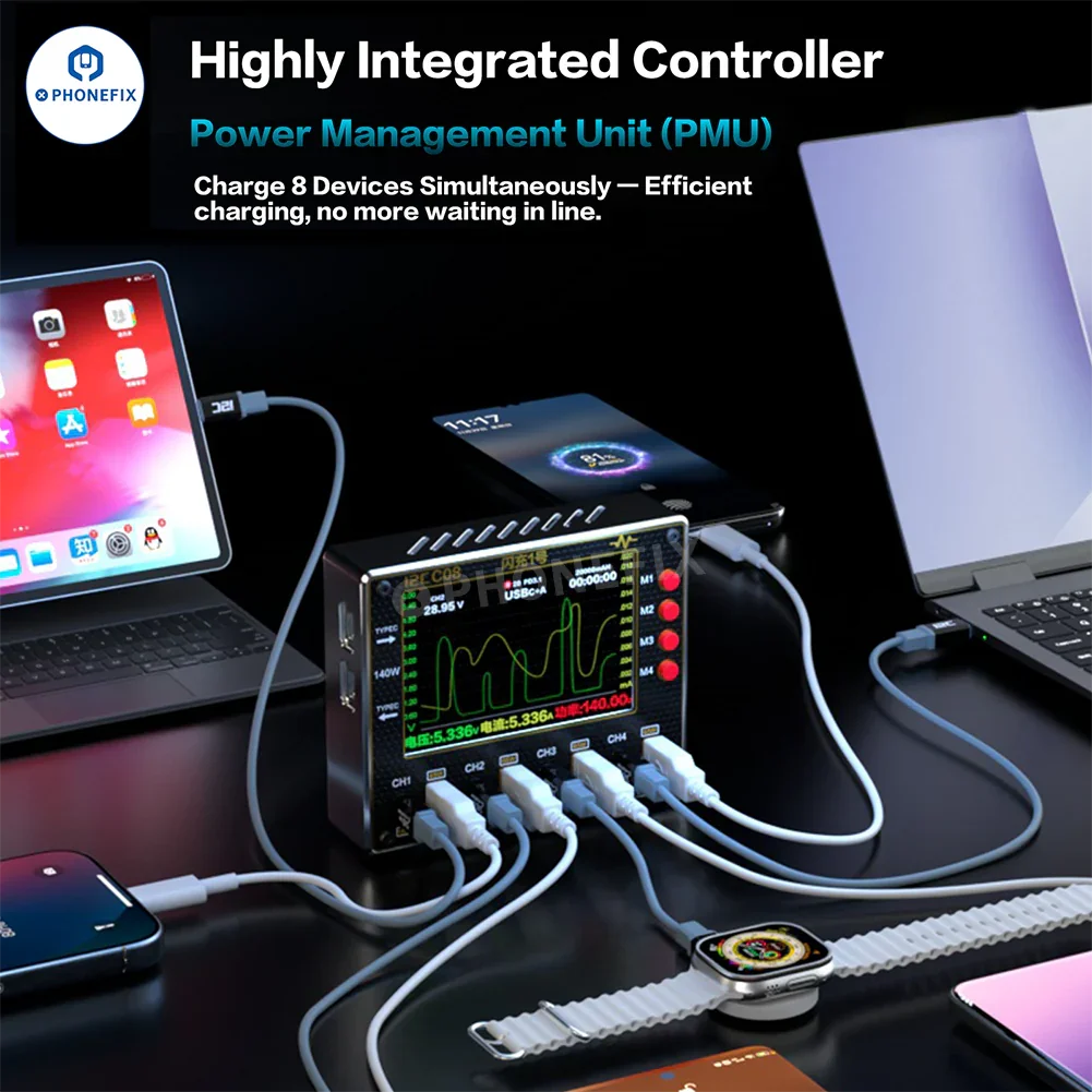 i2C C08 Flash Charger 8 Ports Fast Charging Station for Phone Laptop - Image 2