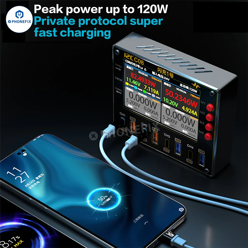 i2C C08 Flash Charger 8 Ports Fast Charging Station for Phone Laptop - Image 3