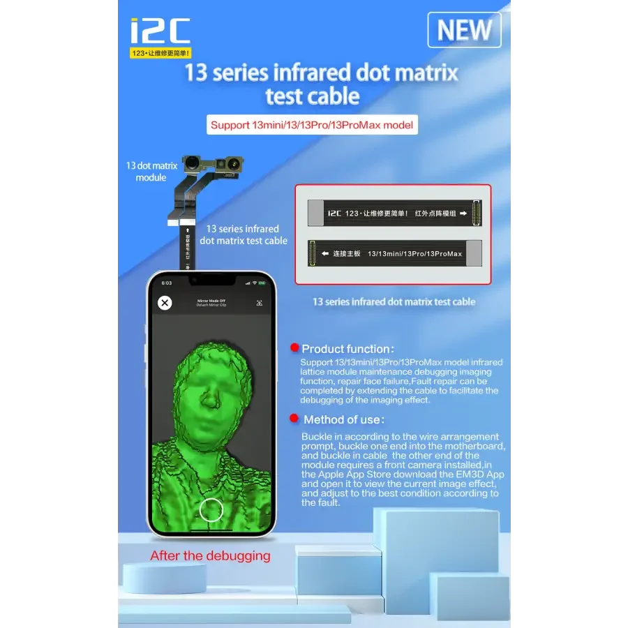 I2C Infrared Dot Matrix Test Cable For iPhone X-13 Pro Max - Image 4