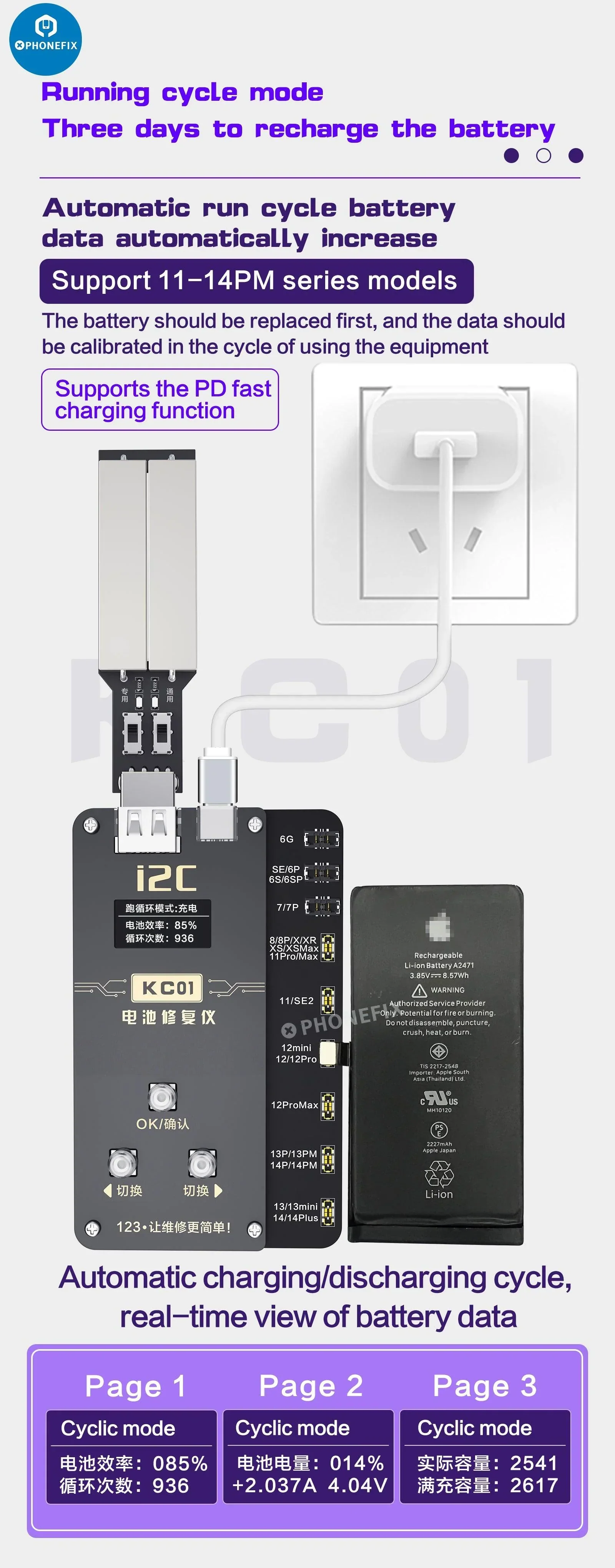 i2C KC01 Battery Repair Instrument For iPhone 6-14 Pro Max - Image 12