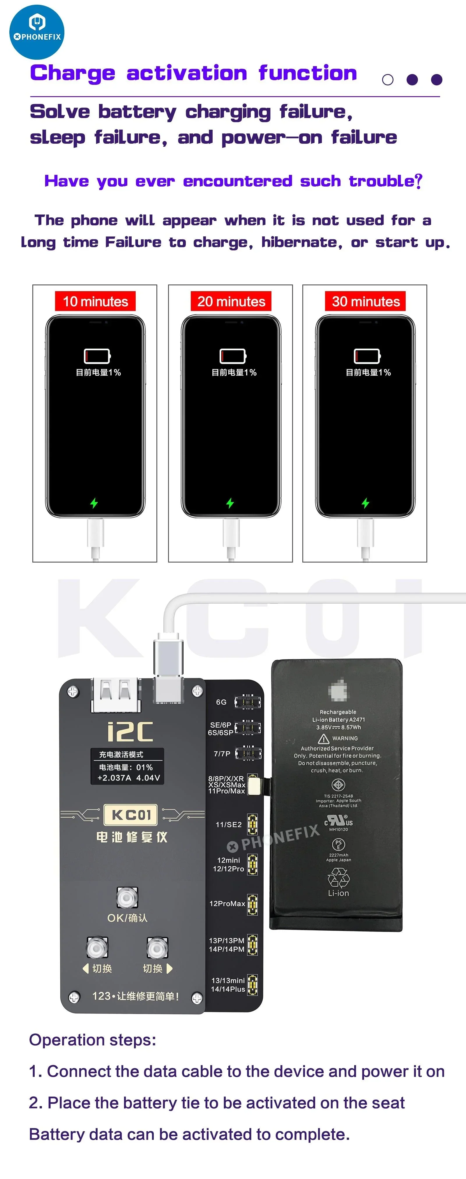 i2C KC01 Battery Repair Instrument For iPhone 6-14 Pro Max - Image 13