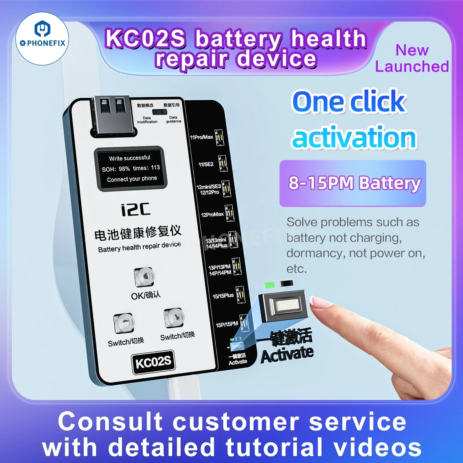 i2C KC02S iPhone 11-15 Battery Health Repair Tester W09 Pro V3 - Image 4