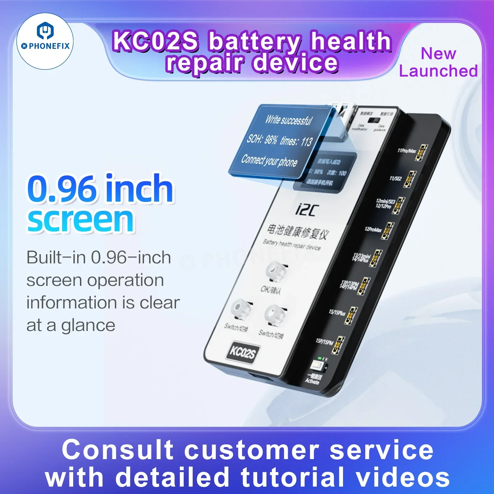 i2C KC02S iPhone 11-15 Battery Health Repair Tester W09 Pro V3 - Image 8