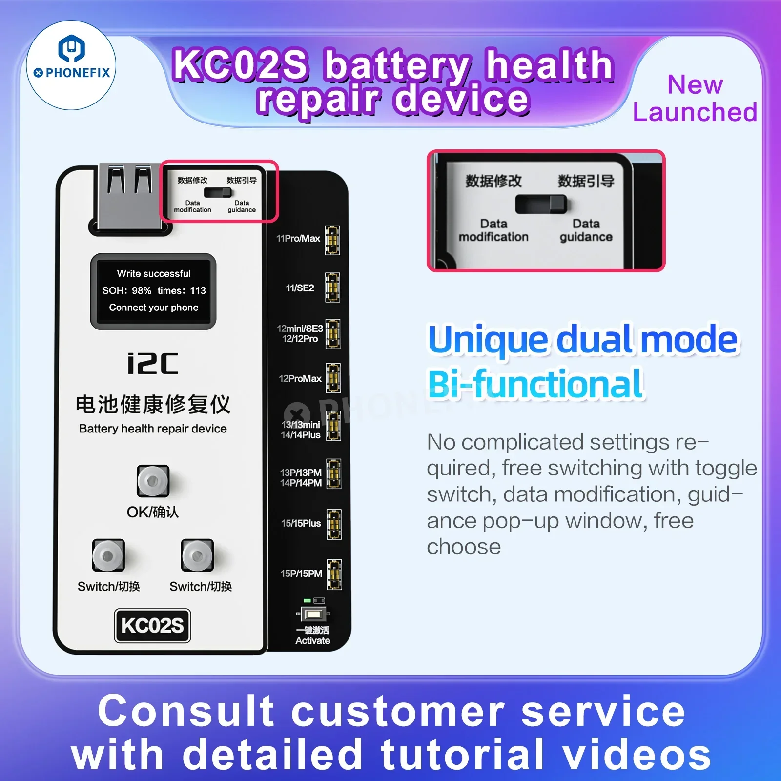 i2C KC02S iPhone 11-15 Battery Health Repair Tester W09 Pro V3 - Image 9