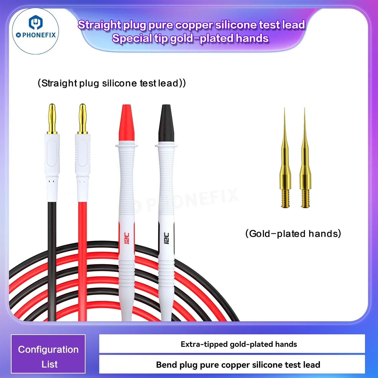 i2C Pure Copper Silicone Test Pen Multimeter Gold-Plated Probe Tip - Image 13