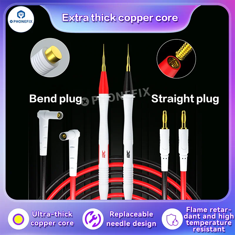 i2C Pure Copper Silicone Test Pen Multimeter Gold-Plated Probe Tip - Image 2