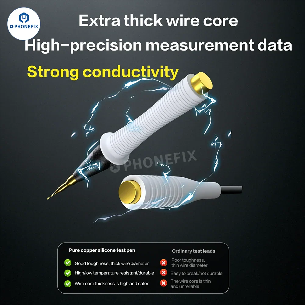 i2C Pure Copper Silicone Test Pen Multimeter Gold-Plated Probe Tip - Image 3