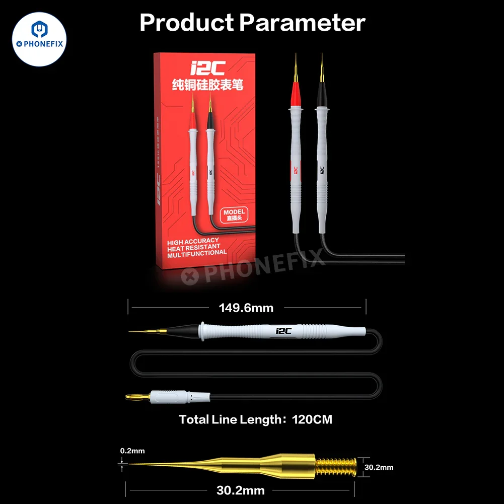 i2C Pure Copper Silicone Test Pen Multimeter Gold-Plated Probe Tip - Image 7