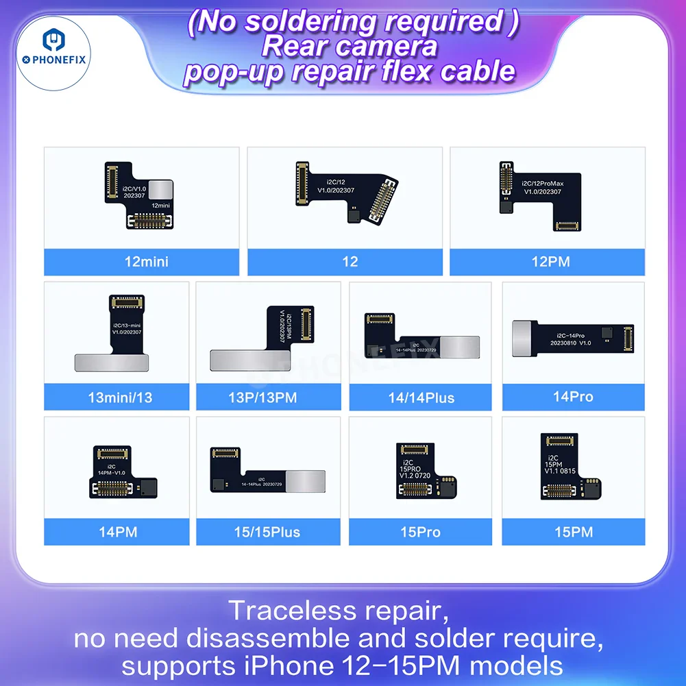 i2C Rear Camera Tag-on Repair Flex Cable For iPhone 11-15 Pro Max - Image 2