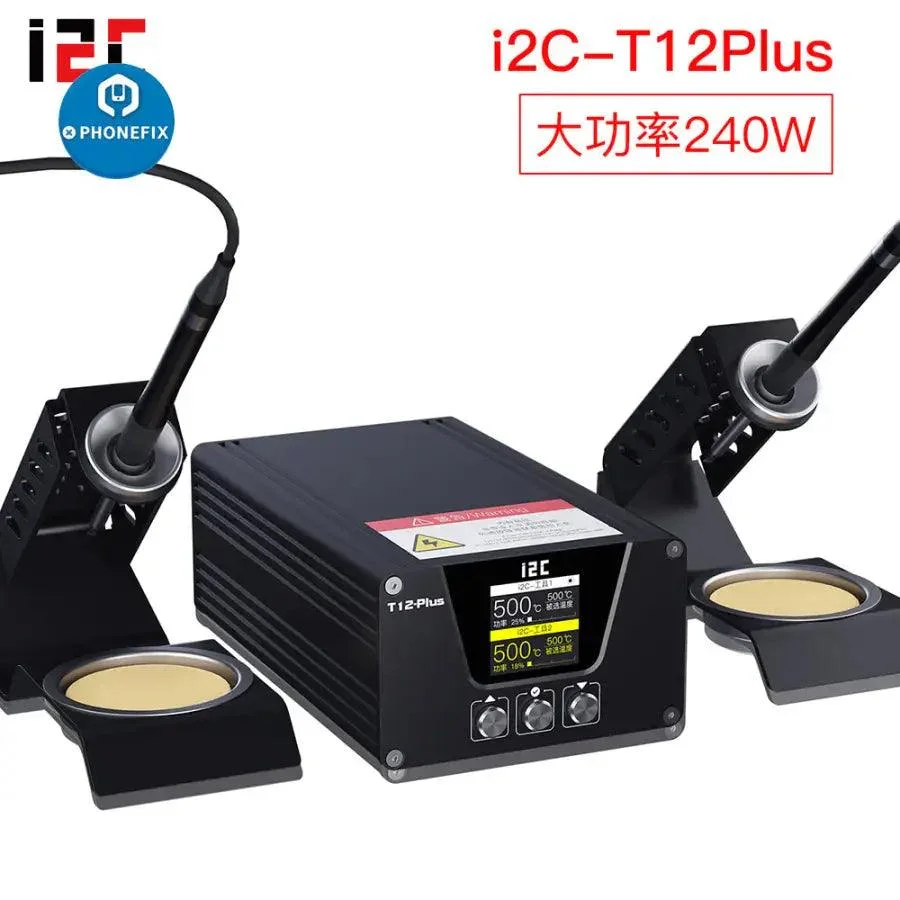 i2C T-12 Plus Soldering Station With Double Handles Base And Iron Tips - Image 11
