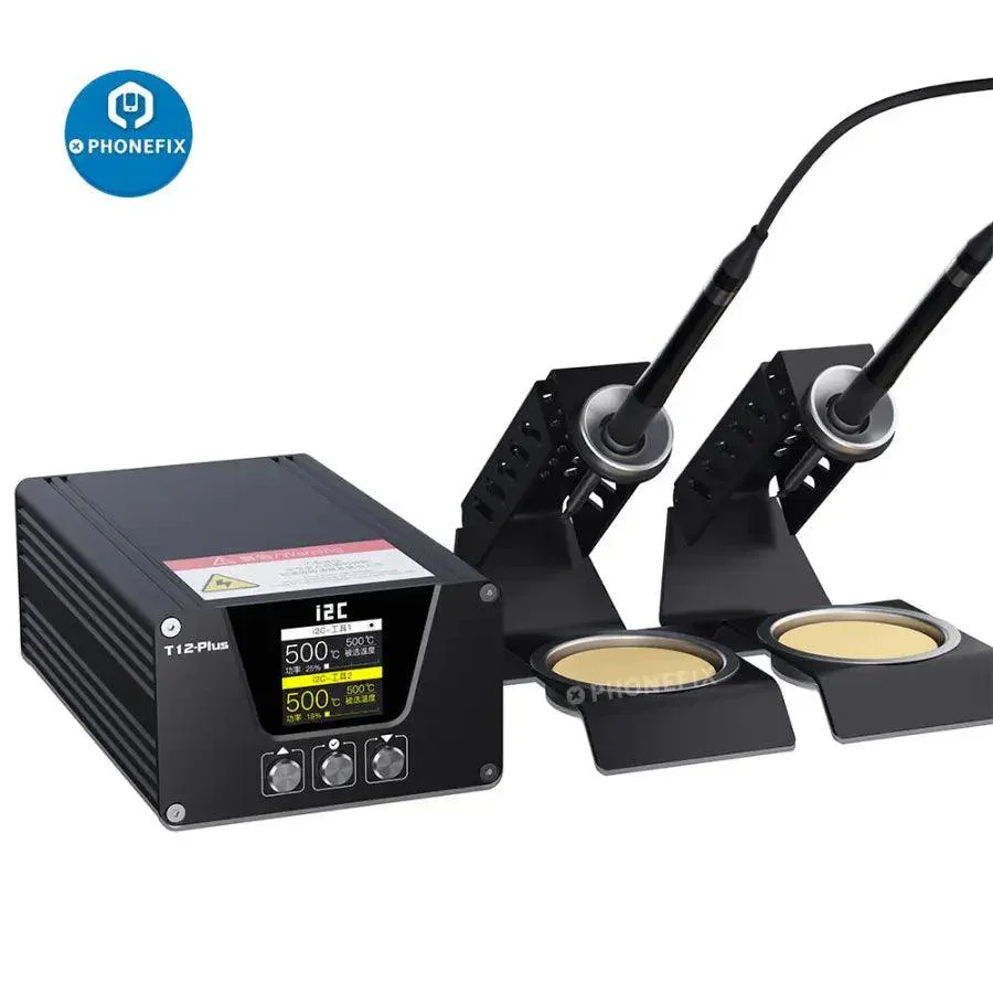 i2C T-12 Plus Soldering Station With Double Handles Base And Iron Tips - Image 2