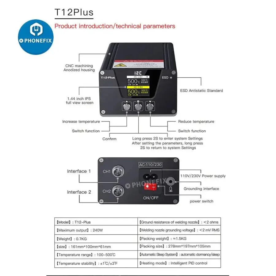 i2C T12 Plus 240W Soldering Station With T12 Dual welding handles - Image 10