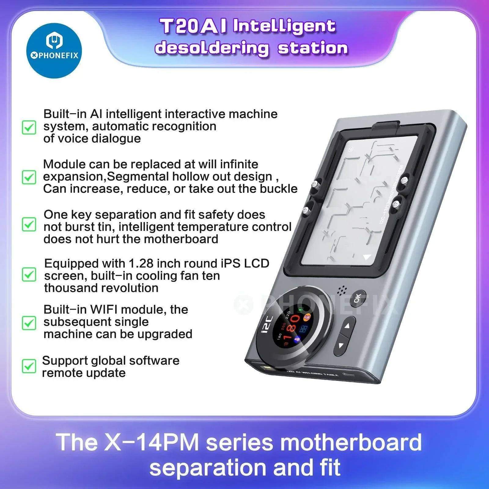 i2C T20 Intelligent PCB De-soldering Station For iPhone X-16 Pro Max - Image 8