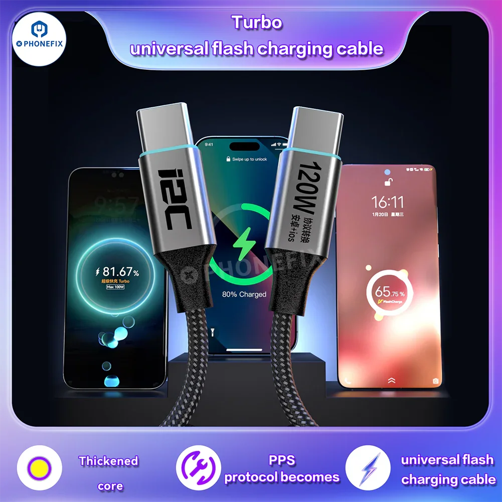 i2C Turbo USB-C Fast Flash Charging Cable for iOS Android Phones - Image 2