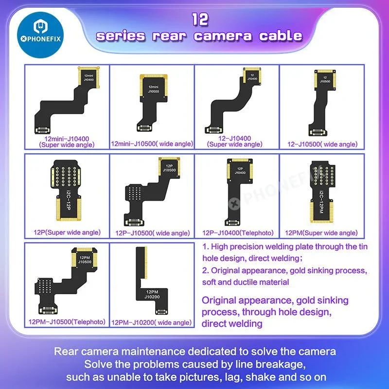 i2C Wide Angle Telephoto Rear Camera Cable For iPhone X-12 Pro Max