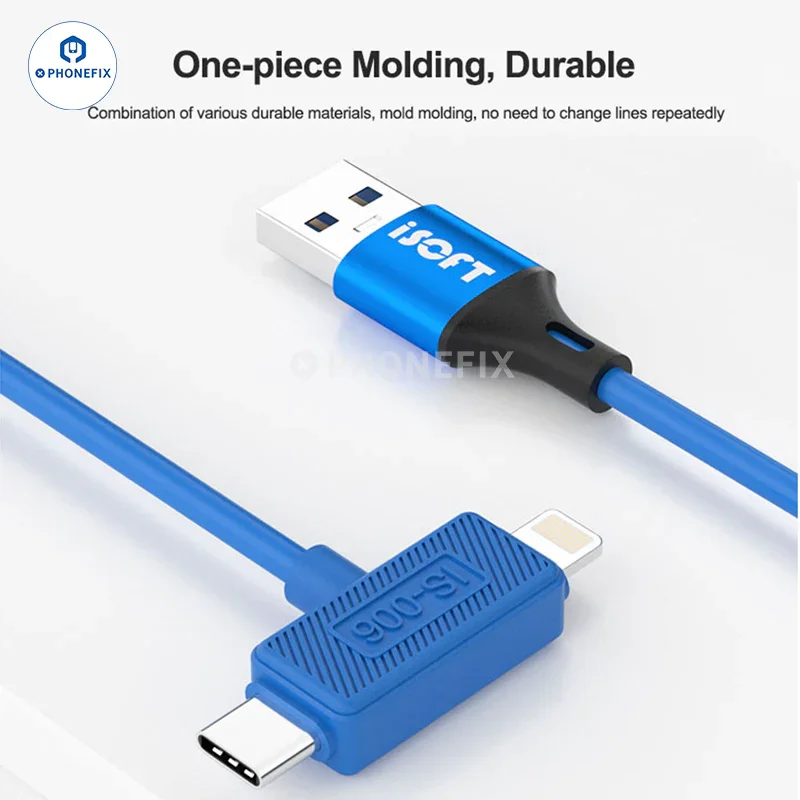 ISOFT IS-006 Lightning USB-C Dual Head Data Cable For iPhone iPad - Image 2