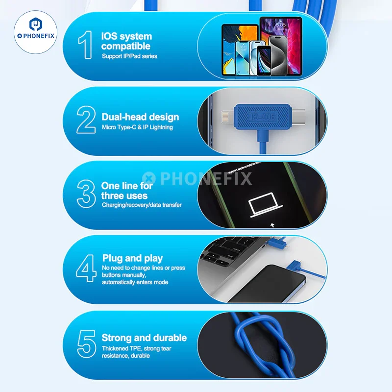 ISOFT IS-006 Lightning USB-C Dual Head Data Cable For iPhone iPad - Image 4
