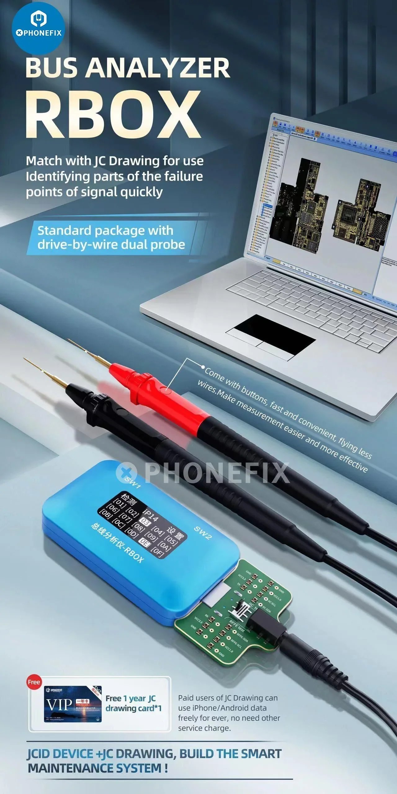 JC-ID RBOX Bus Analyzer Phone Signal Faults Detection Repair Tool - Image 8