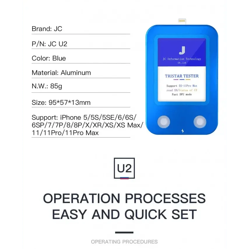 JC U2 Tristar Tester Box for iPhone U2 IC Fault Fast Testing Tool - Image 3
