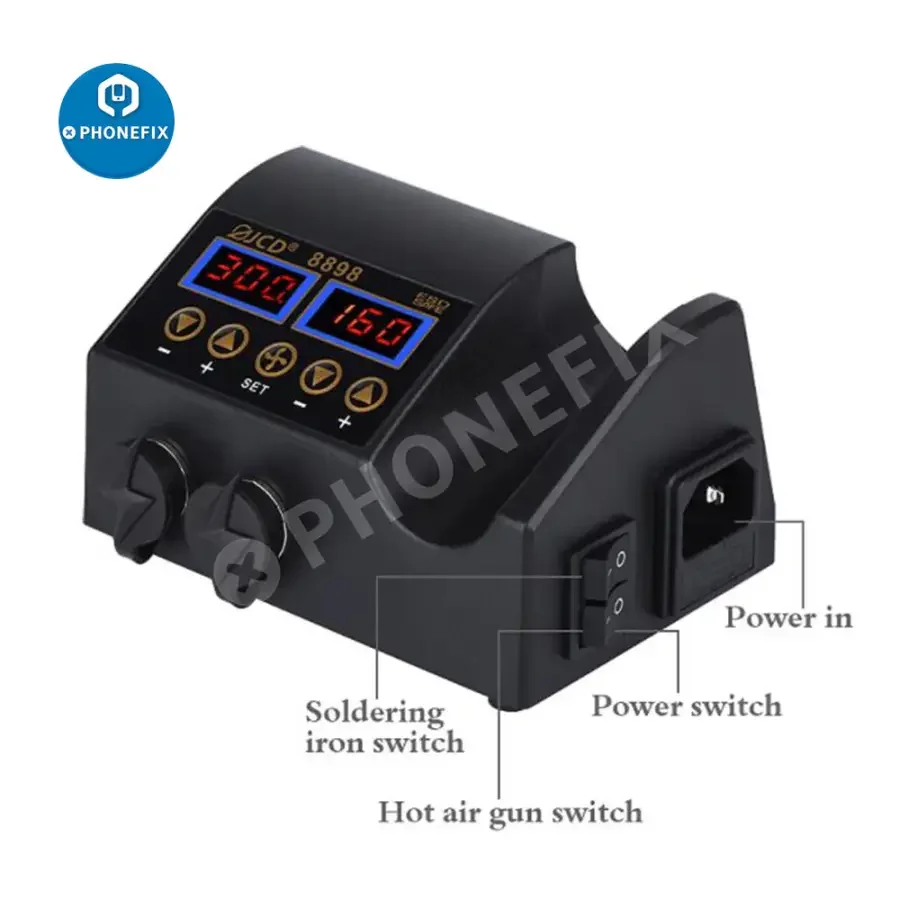 JCD-8898 2 In 1 Hot Air Gun Soldering Rework Station For BGA PCB Repair - Image 8