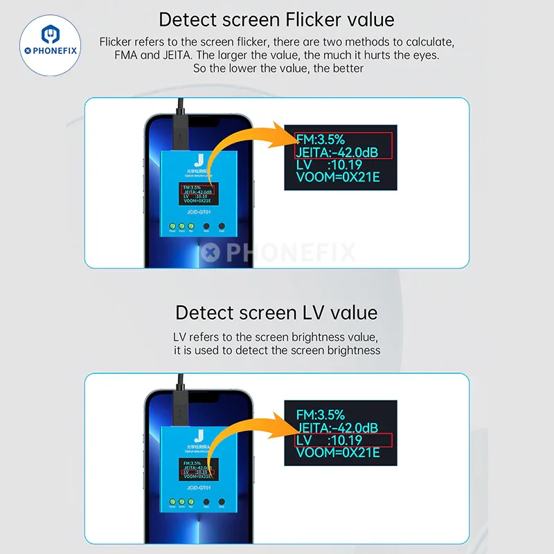 JCID GT01 Optical Detection Probe Tests Screen Flicker LV Value - Image 6