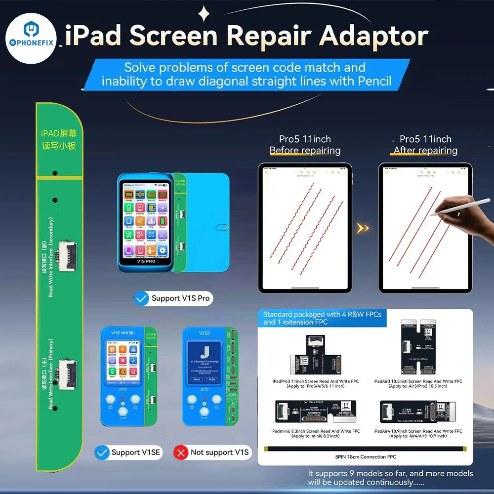 JCID iPad Screen Repair Adaptor Fixes Code Match Straight Lines Issue - Image 2