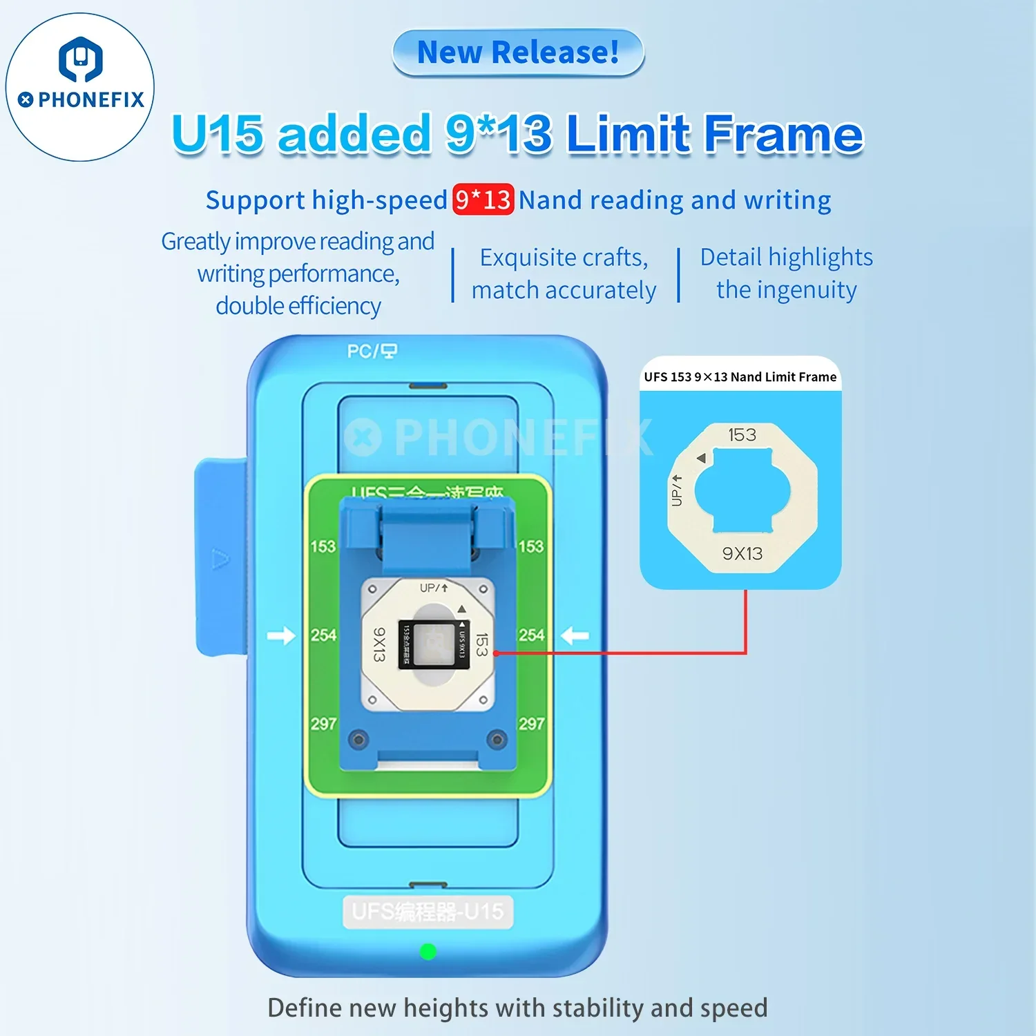 JCID UFS Programmer U15 BGA153/254/297 3 In 1 Read Write Tool - Image 10