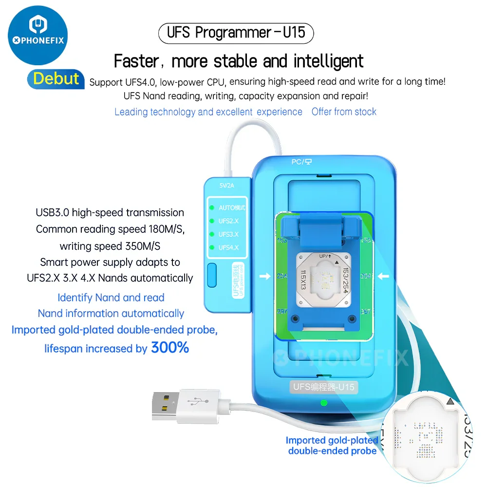 JCID UFS Programmer U15 BGA153/254/297 3 In 1 Read Write Tool - Image 5